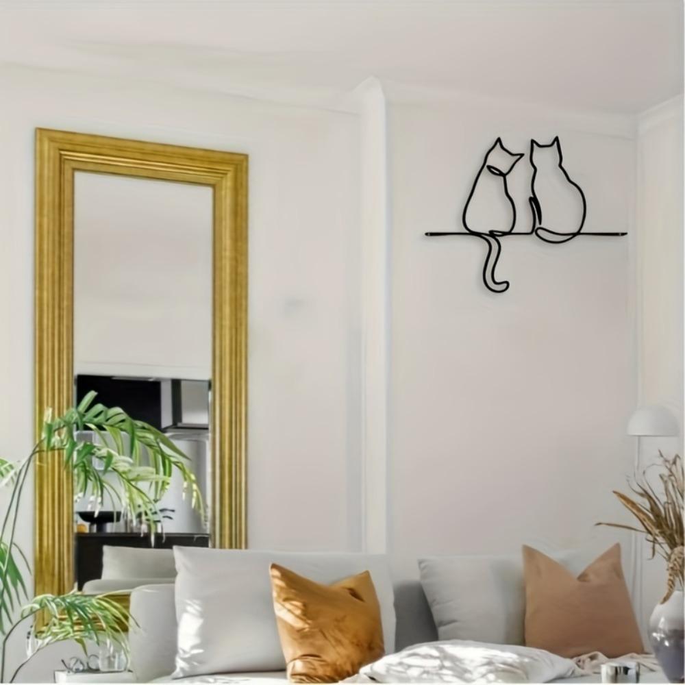 1pc Cat Metal Wall Art, Kitten Decor, Hanging Line Art for Home, Indoor Outdoor Decoration, Simple Dog Design