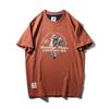 American Retro Niche Pure Cotton Trendy Brand Motorcycle Print Short-Sleeve T-Shirt for Men, Summer Export Men's Clothing, All-Cotton T-Shirt
