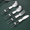 Portable 304 Stainless Steel Folding Cutlery Set: 3-Piece for Students & Outdoor Use