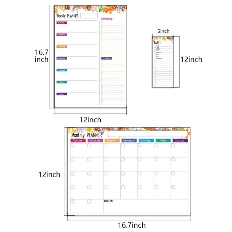 Fridge Magnetic Calendar Weekly Monthly Planner Magnetic Fridge Calendar Whiteboard for Kitchen Grocery Shopping List