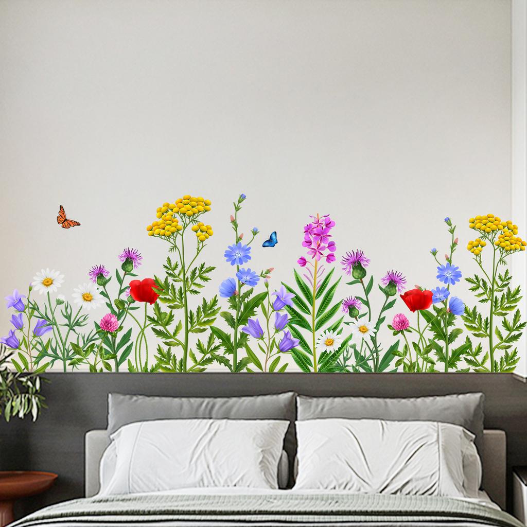 Self Adhesive Floral Butterfly Wall Sticker Decal for Living Room Bedroom Home Interior Wall Decoration