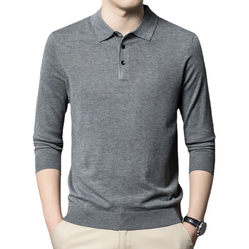 2024 Men New Polo Shirt Men Cashmere Knitted Pullover Male Solid Color Sweater Autumn Winter Male Casual Business Office Jacket