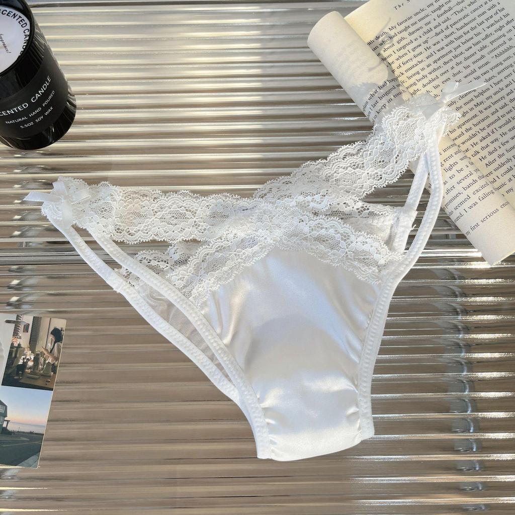 Saténové krajkové kalhotky Colorblock: Sexy bezešvý trojúhelníkový design s výřezy pro ženy