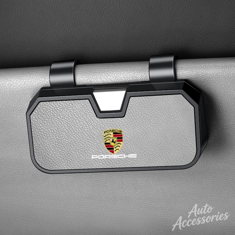 Car Sun Visor Glasses Case Sunglasses Holder Multi-functional Storage Case For Porsche Macan Panamera Cayenne Boxster Cayman 911