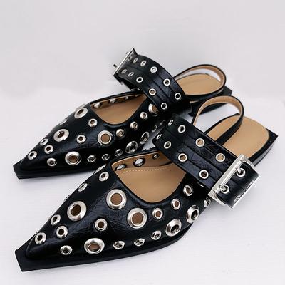 Fashion Big Size 2025 Luxury Women Flats Sandals Shoes Female Casual Buckle Strap Fashion Pointed Toe Ladies Sandals Shoes Slingback