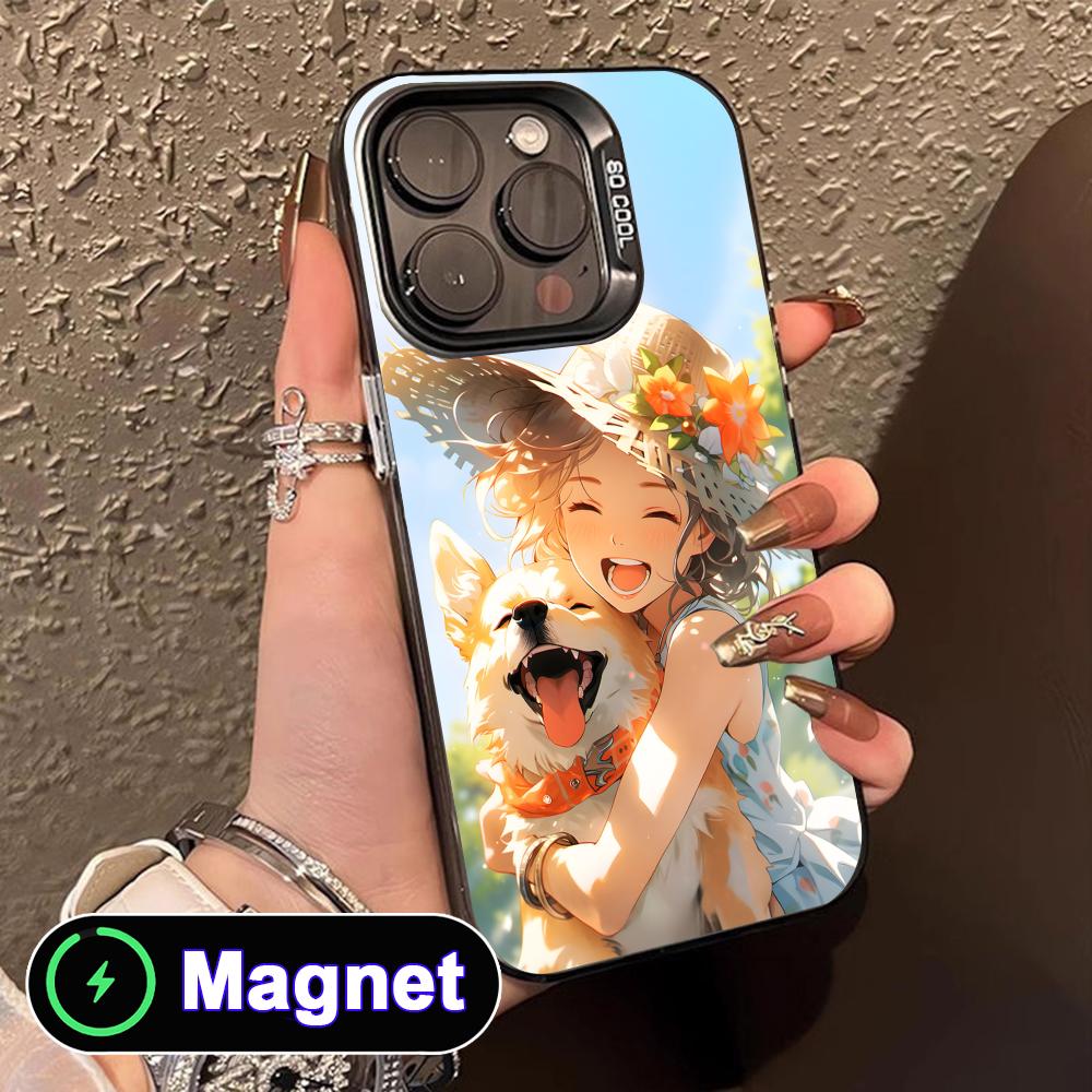 

Girl Dog Puppy Translucent MagSafe Mobile Phone Case for iPhone 17 16 15 14 13 12 11 Air Pro Max Plus Colorful Cover iPhone 11