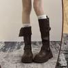 Long Boots  Autumn New Item Thick Sole Versatile Height Increasing Lapel Knight Boots For Women