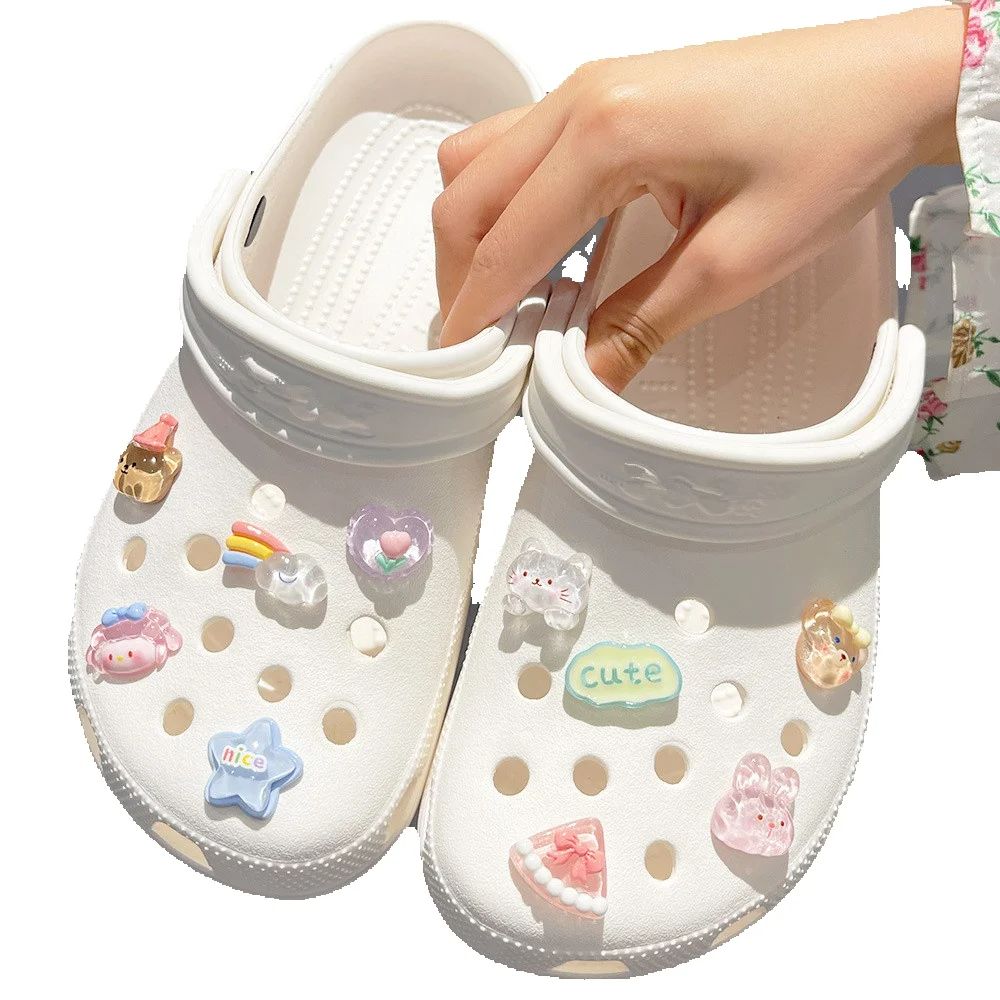 1Set New Crystal Shoe Charms Set Cute Animals Rainbow Candy Flower DIY Detachable Shoes Accessories