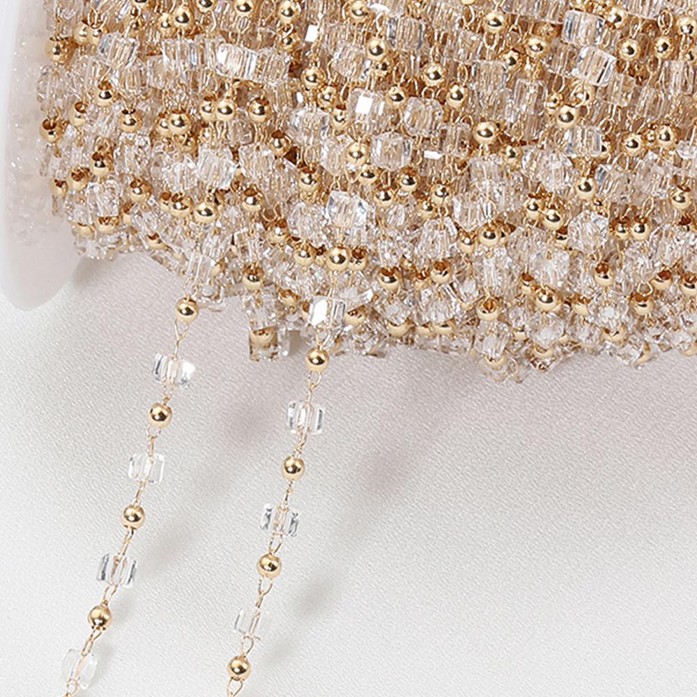 1meter Bohemian Colorful KC Gold Bead Chain for Choker Necklace Women Charm Handmade Party Jewelry Making DIY Components