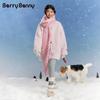 BARRY BANNY Girls' Pink Plush Faux Lamb Wool Warm Coat