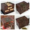 Intricate Carved Retro Distressed Storage Box Creative Dressing Box Wooden Treasure Box  Rings