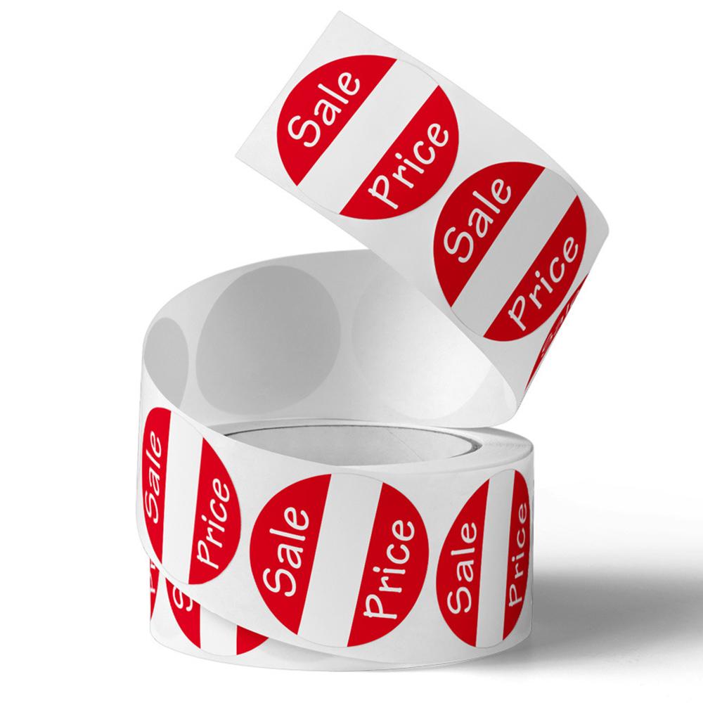 100-500Pcs Red Sale Price Labels Stickers Round Adhesive Paper Stickers Baking Cakes Retail Store Discount Price Stickers