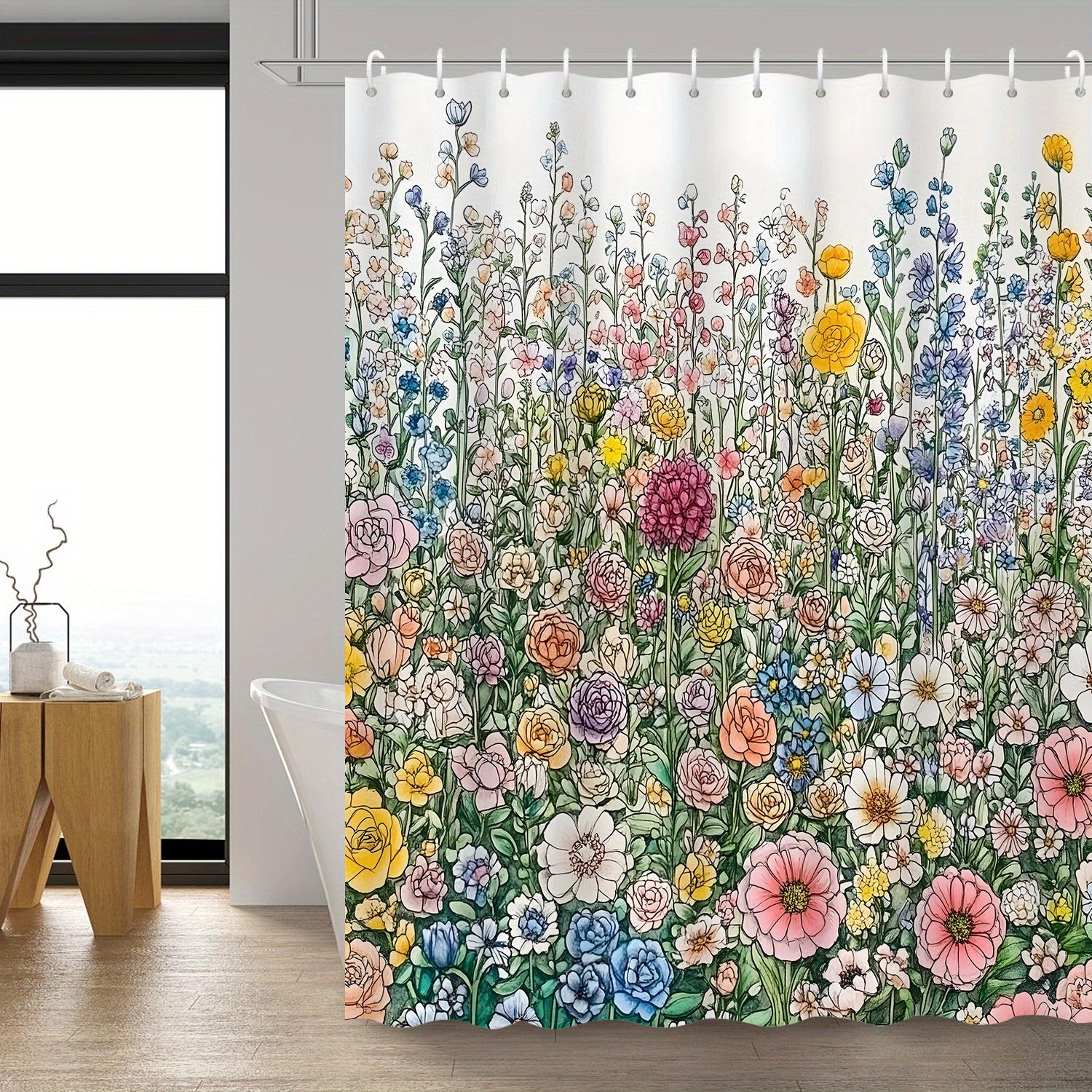 

Colorful Floral Garden Waterproof Shower Curtain For Modern Bathroom Decor, Stylish And Durable, Perfect For Home Use W60H190(CM)-1 Pcs