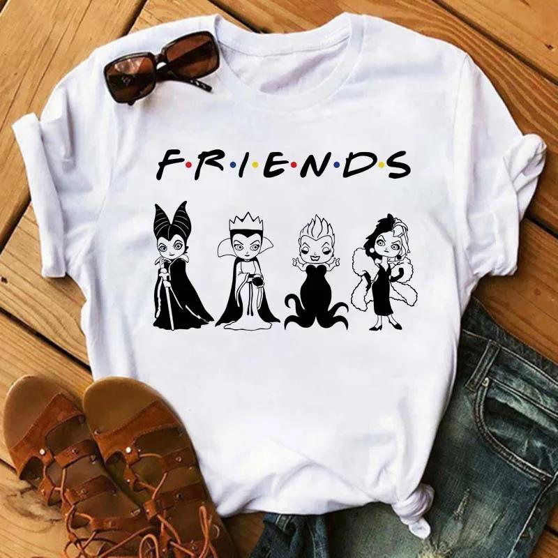Disney Men Tshirts Fashion Villain Queen Collection Tshirt 90s Ladies Friends Tshirt Kawaii Summer Short Sleeves T Shirt Women