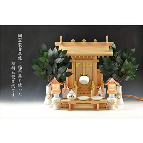 Butsuendo Brand: Shinto ImplementsInari Shrine [Pair of Ceramic Statues: Inari and Fox, Size 3.0 Inches] Inari Daimyojin, Inari Shrine, Inari-san,