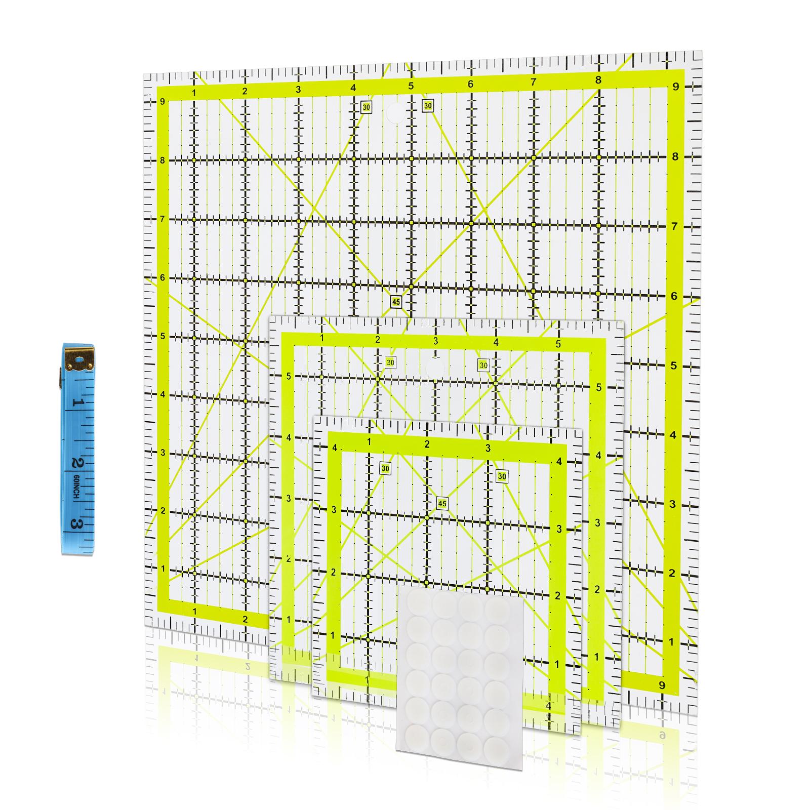 

3/5 шт. акриловых линеек для квилтинга, квадратные линейки для квилтинга, линейка и направляющие для ткани с противоскользящими ручками для шитья ткани
