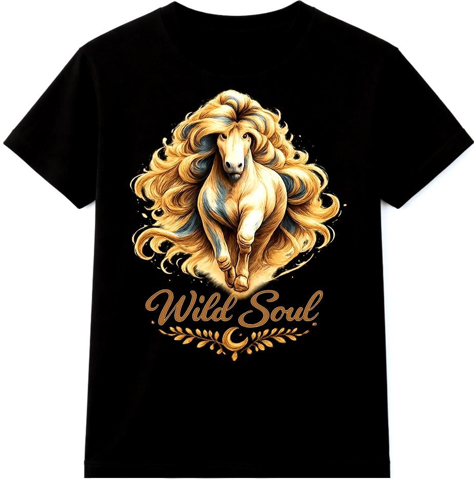 Horse Running T Shirt Western Equestrian Cowboy Wild Soul Graphic Tee S разноцветный