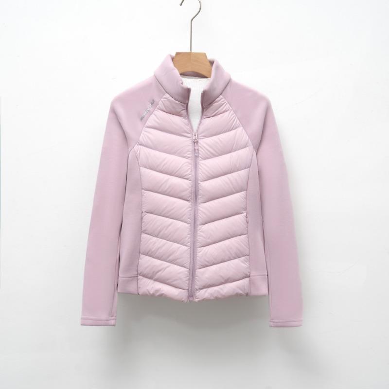 Down jacket new national standard 90 down light and thin stand-up collar women's yoga splicing solid color slim and versatile sports style