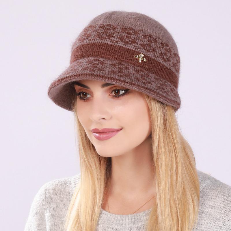 Autumn Winter Hats Women's Knitted Hat Mixed Color Fashion Thick Warm Hat All-match Bucket Hat