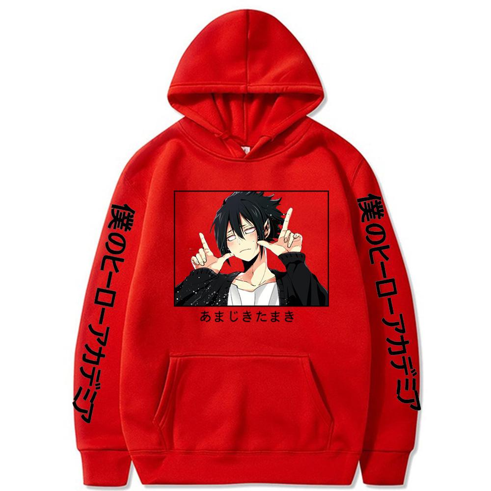 

Аниме Худи Моя геройская академия Амаджики Тамаки Мужское Женское Уличная одежда Забавный Графический принт С капюшоном Повседневные Унисекс Толстовки Мужские 4XL красный