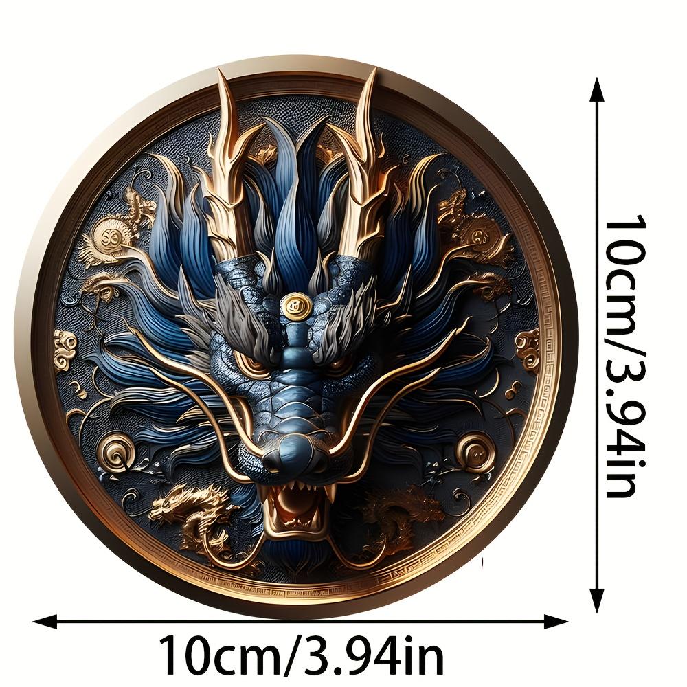 Set of 6 2D Chinese Dragon Theme Pattern Art Coasters Round Wooden Heat Resistant Non-Slip Home Decor Gift Multifunctional