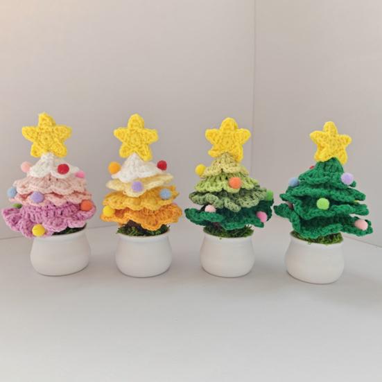Christmas Yarn Ornament Bright Color Xmas Tree Star Shape Knitted Tree