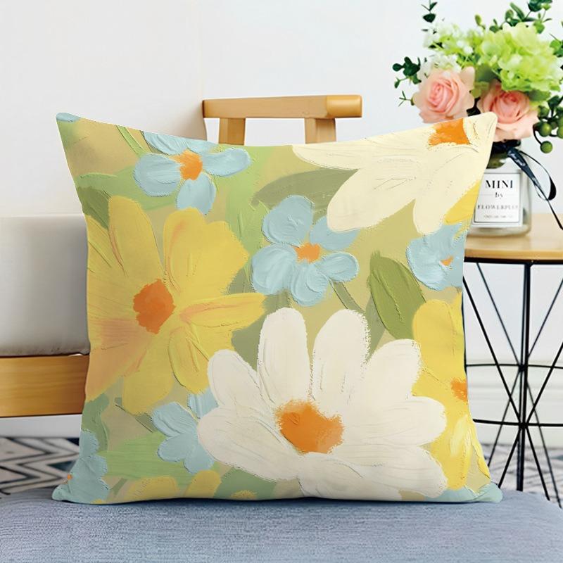 Small Fresh Flower Print Decorative Pillowcase Bedroom Living Room Square Cushion Pillowcase