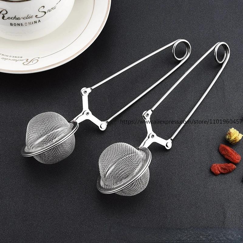 Creative Stainless Steel Tea Strainer Flower Tea Seasoning Filtration Tennis Ball Household Tea Brewing with Handle