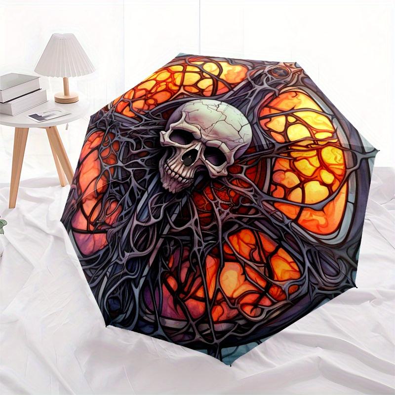 Buntglas Totenkopf Kunst Wanddeko Regenschirm Tag Geschenk Y258