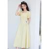 VICTORIA&VERA Women's French Square Neck Puff Sleeve Midi Dress