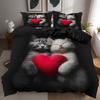 Sweet Couple Cats Bedding Set Animal Couple Down Duvet Cover Queen King Double Duvet Cover Pillowcase 2/3 Gift Soft Bedroom Decoration