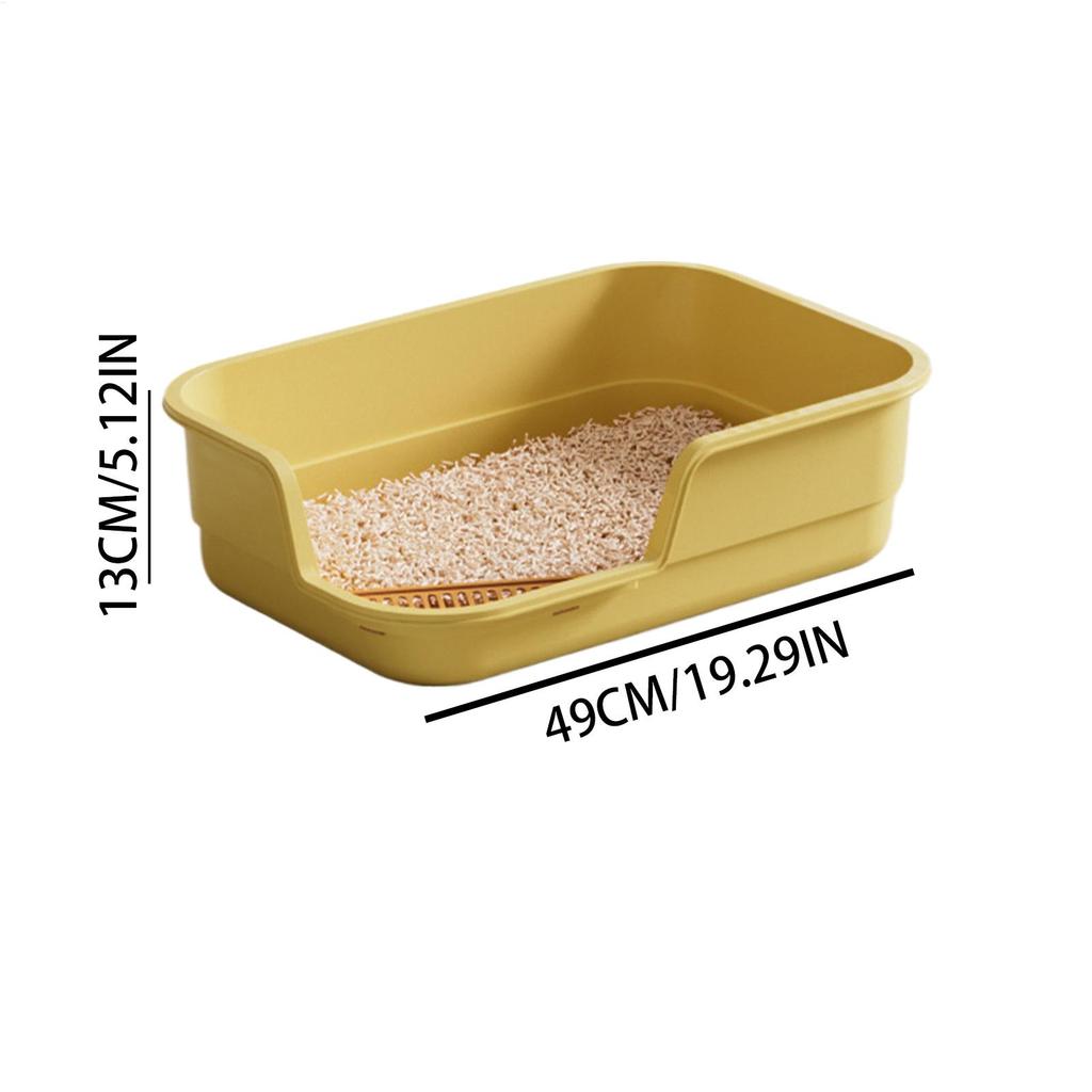 Large Open Top Semi-Enclosed Cat Litter Box with Scoop Easy Clean Odor Control for Home Apartment Hotel Farmhouse Living Room