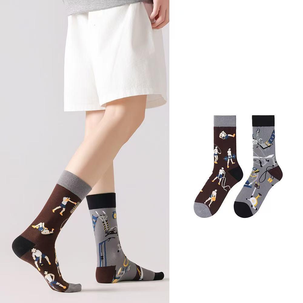 Original Asymmetrische Cartoon Hip Hop Baumwollsocken für Paare - Wadenhoch Mandarinenente Stil für Damen und Herren