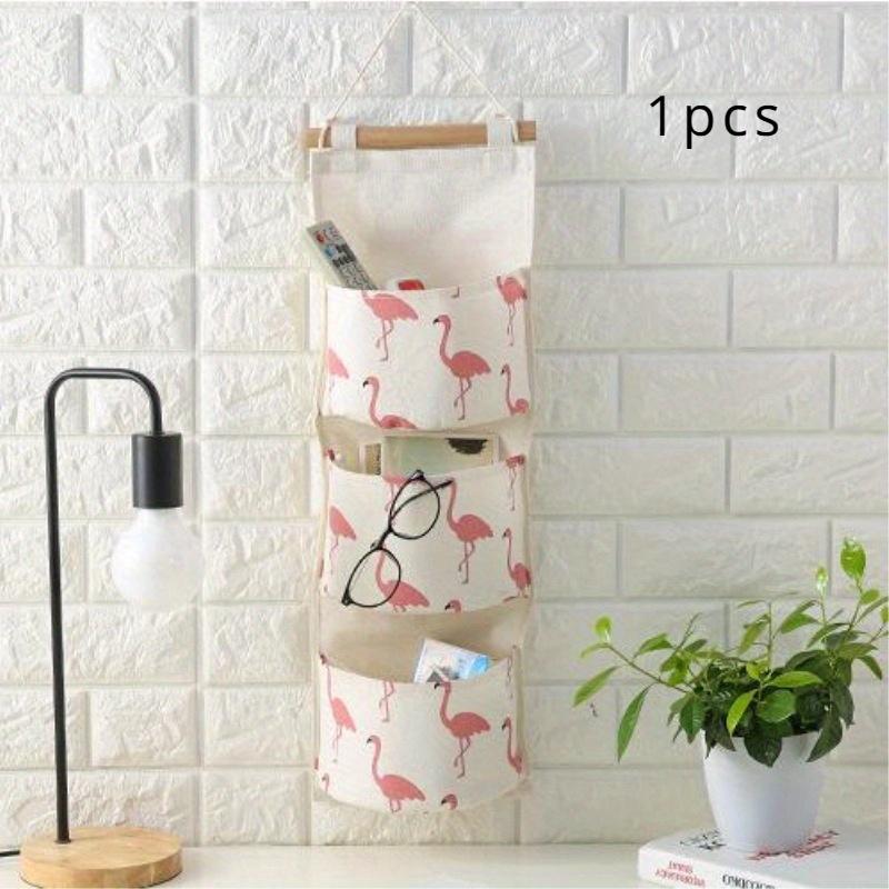 1pcs Decorative Hanging Storage Bag With 3 Pockets, Over The Door Hanging Bag, Wall Mounted Storage Bag Behind The Door,