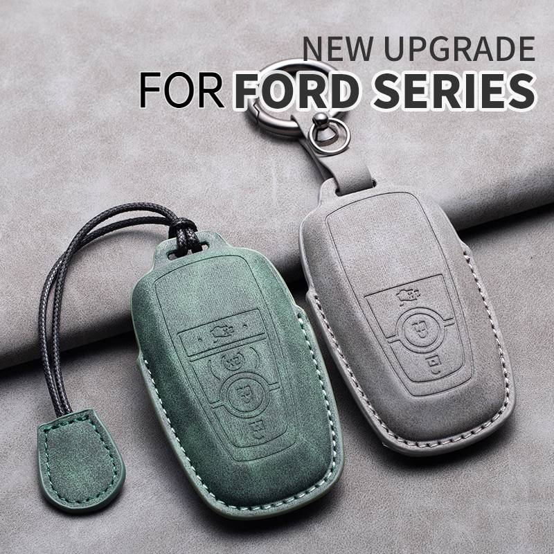 Car Remote Key Case Cover Holder for Ford Raptor F150 Edge Fusion Mustang Explorer F150 F250 F350 Ecosport Leahter Keychain Fob