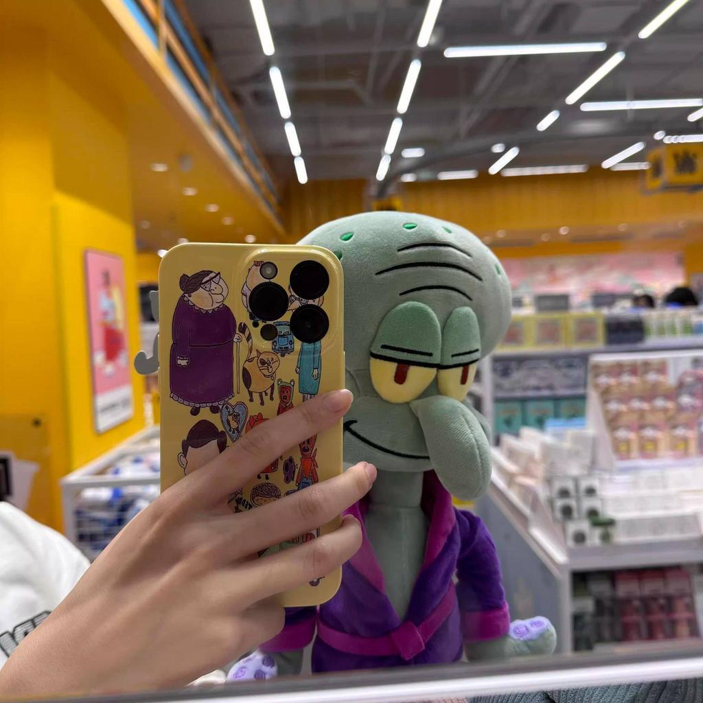 Cartoon Spongebob Squidward Purple Pajama Robe Soft And Comfortable Sleep Companion Doll Toy Sofa Hug Pillow Periphery Fun Gifts