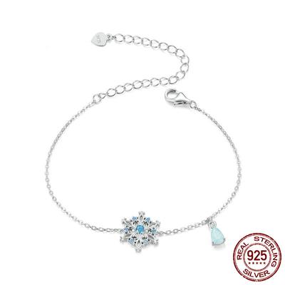 Original Winter Snowflake Bracelet for Women Niche Design S925 Sterling Silver Ice Flower Bracelet Christmas Gift