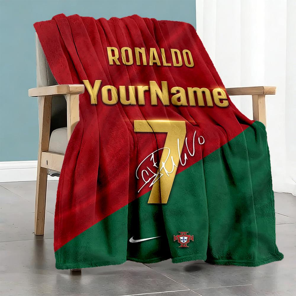 Cristiano Ronaldo 21 Personalized Text Blanket Gift Personalized Blanket Soft & Cozy Perfect for Sofa Chair Bedding Living Room for All Occasions