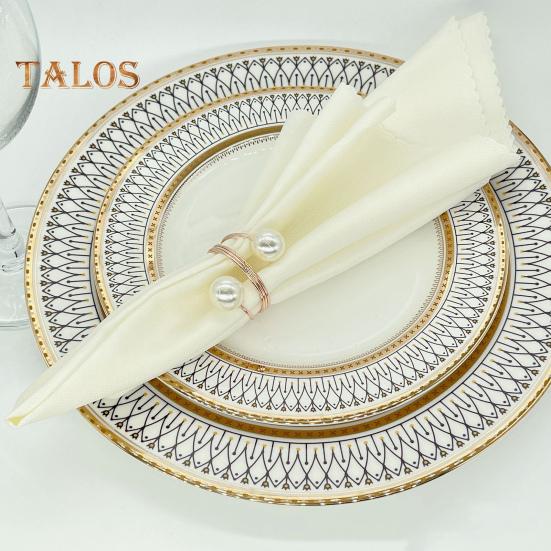 12/20Pcs Faux Pearl Napkin Ring Set Napkin Ring Buckles Metal Spring Napkin Holder Wedding Birthday Table Decoration