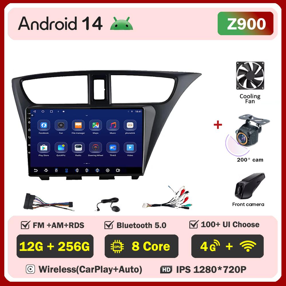 For Honda Civic 9 FK FB 2012 - 2017 Car Radio Player Car Carplay Screen Autoradio Mirr 4G or Link Car Intelligent Systems 8 Core