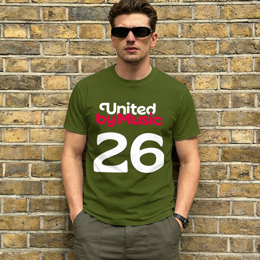 United By Music Eurovisions Song Contest 26 T Shirt Summer Novelty T Shirts Adult 100 Cotton Round Neck 5XL Tees Short Sleeve