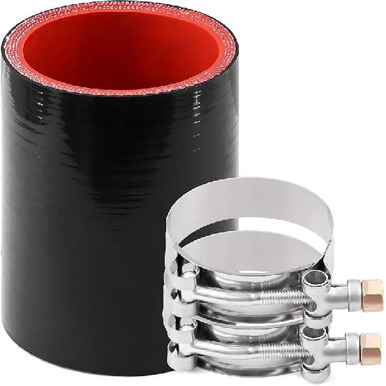 ID 4 Inch(102Mm) High Temperature 4-Ply Reinforced Straight Silicone Hose Performance Coupler With 2Pcs T-Bolt Clamps Suitable High Level Turbo Pipe