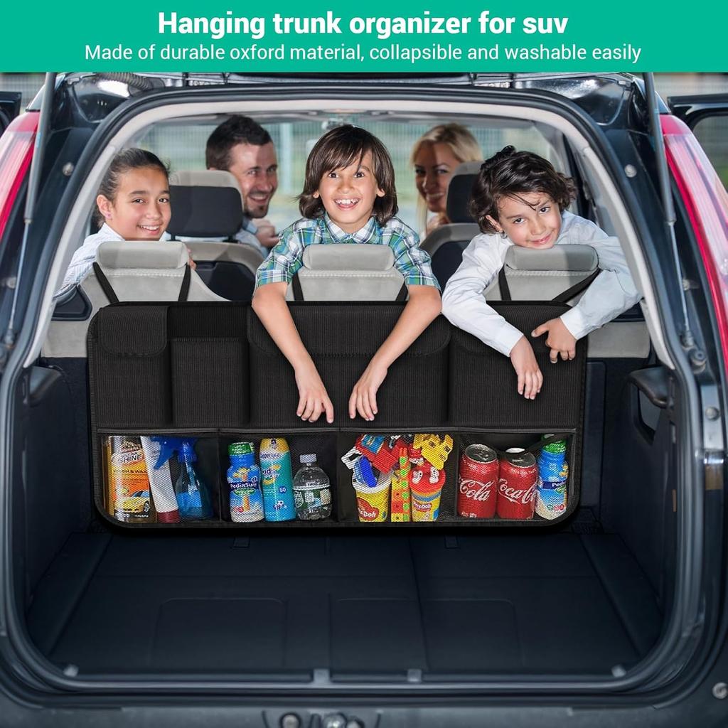 Car Trunk Organizer, Large Capacity Trunk Storage Organizer With 8 Pockets, Sturdy Trunk Organizer Car Accessories For SUV/MPV/Truck, 36"×20"