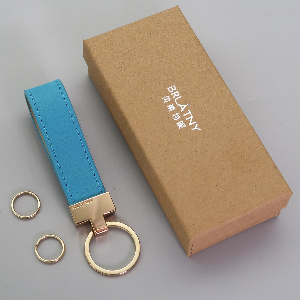 Belleterny Frosted Genuine Leather Keychain - Luxury Keyring Pendant with Logo Customization.