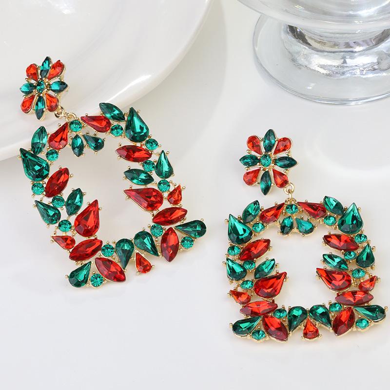 Boucles d'oreilles pendantes Zircon Fleur Colorée pour Femmes, Boucles d'oreilles pendantes Statement pour Fête & Usage Quotidien