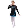 Girls Figure Skating Dress with Sparkly Rhinestones Sheer Mesh Patchwork Long Sleeve for Dance Performance