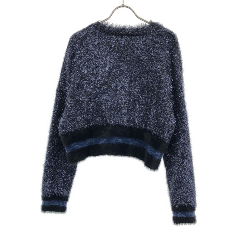 Desigual Border Long Sleeve Lame Fur Cardigan S Navy System Women Used