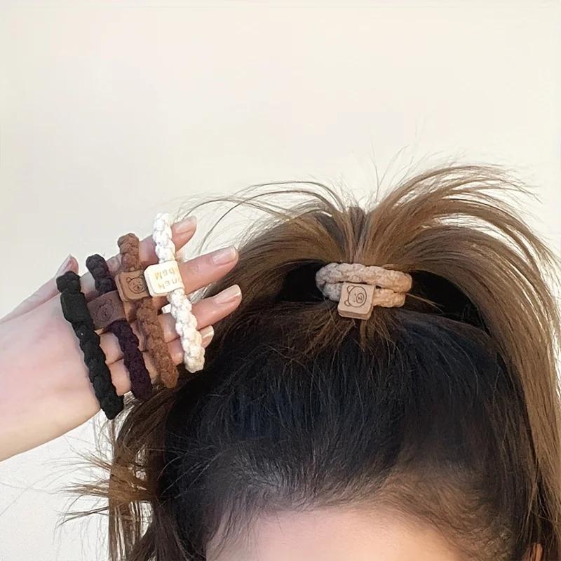 5 PCs Minimalist Twist Hair Ropes Set Soft High Elastic Hair Rings Casual Versatile Ponytail Hair Scrunchies