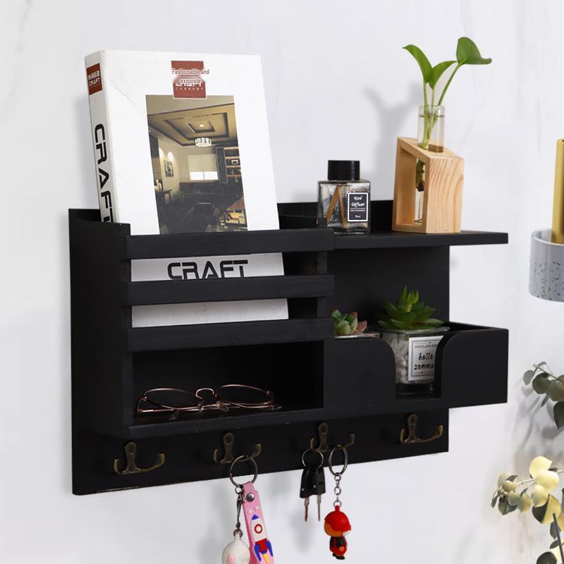 Ξύλινο Ράφι Τοίχου & Κλειδοθήκη: Οργανωτής Εισόδου Επιτοίχιος