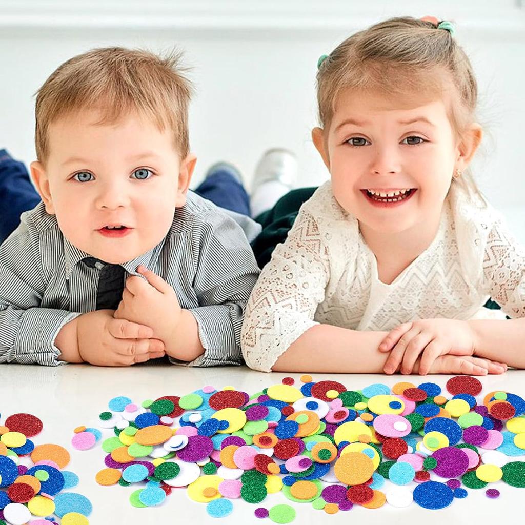 160 ks Mini kulaté pěnové samolepky, Barevné třpytivé kulaté tečky Pěnové sváteční samolepky, Samolepicí EVA samolepky.